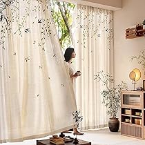 *️⃣プロフ必読❗️2枚組 アンティーク フランス リネン カーテン レース 麻 curtain_chambray_pink_1.jpg